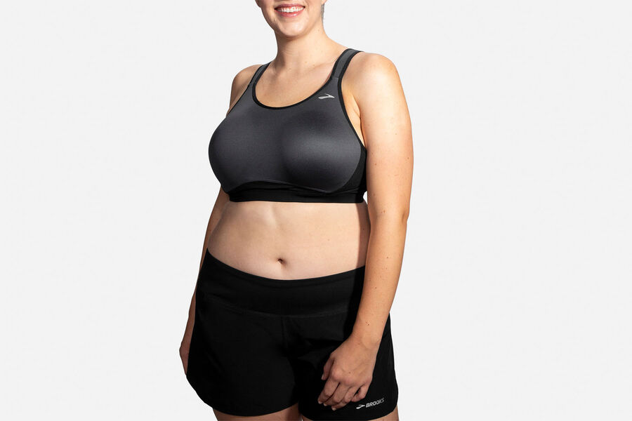 Womens Brooks Maia Bras Asphalt/Black | Clothing 4376-LBWMS